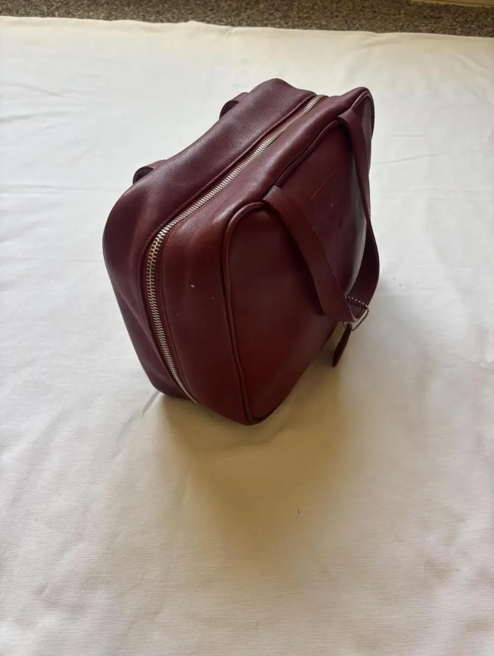 vintage Coach burgundy leather travel makeup bag